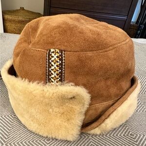 UGG Suede & Shearling Cap